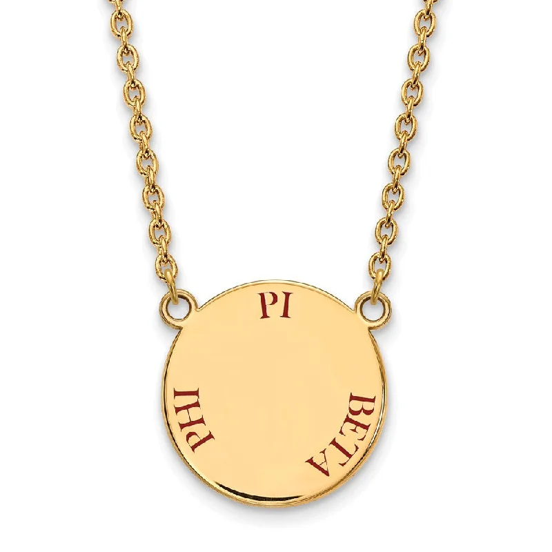 ladies-rustic-silver-necklaces-14K Plated Silver Pi Beta Phi Large Red Enamel Necklace