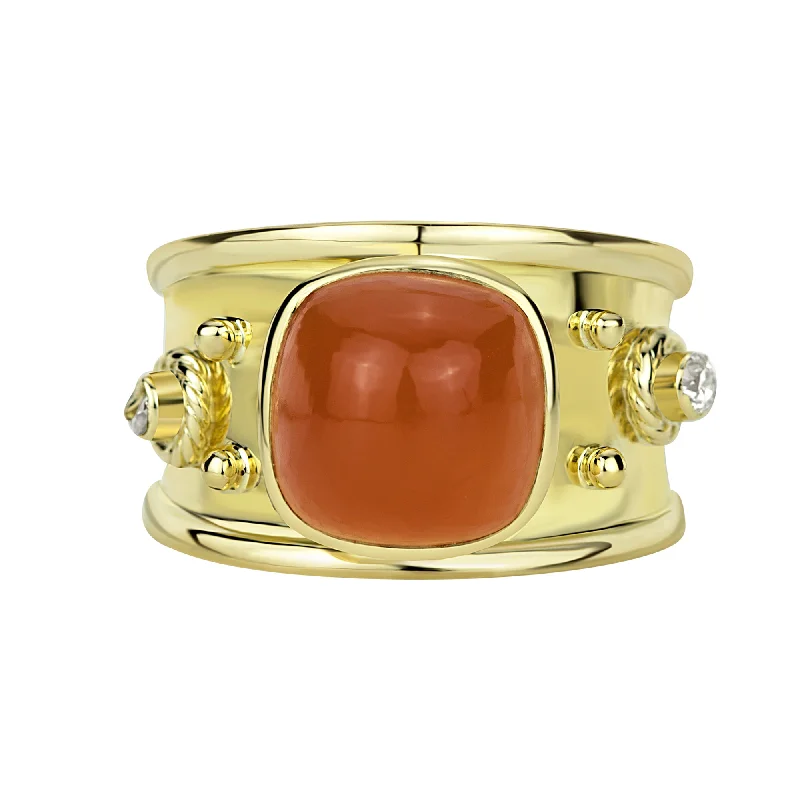 Ladies rings modern charm -Ring - Cornelian And Diamond (1882M)