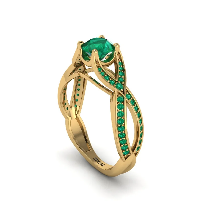 Ladies engagement rings with ruby opals -Emerald Eternal Twist Engagement Ring - Maisie No. 19