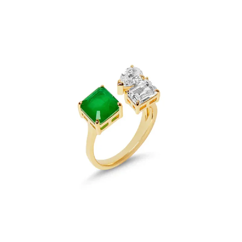 Ladies rings for travel vibes -THE AVERY EMERALD PEAR RING