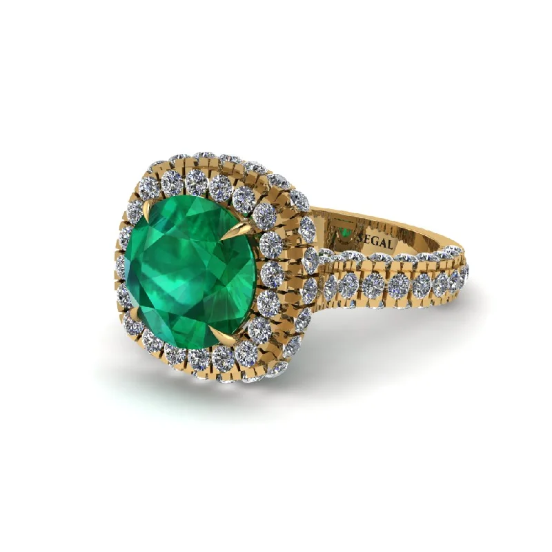 Ladies engagement rings elegant brilliance -Emerald Pave Double Halo Engagement Ring - Eve No. 4