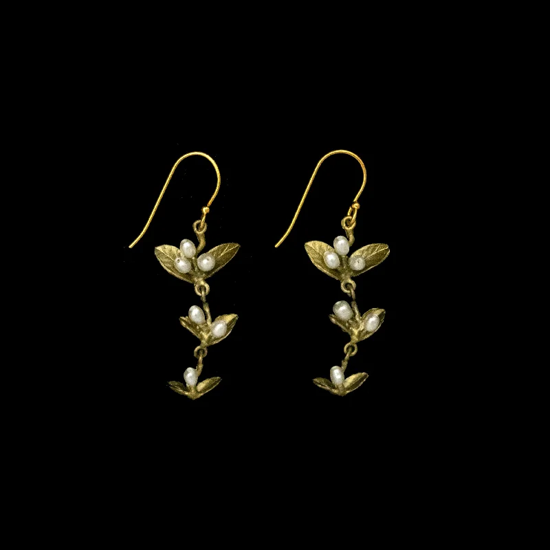 Ladies earrings with alphabet studs -Spring Vine Earrings - Wire Drop