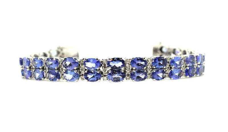 ladies-ethnic-rose-gold-bracelets-Tanzanite & Diamond Double Row Bracelet/Item code: BR 2