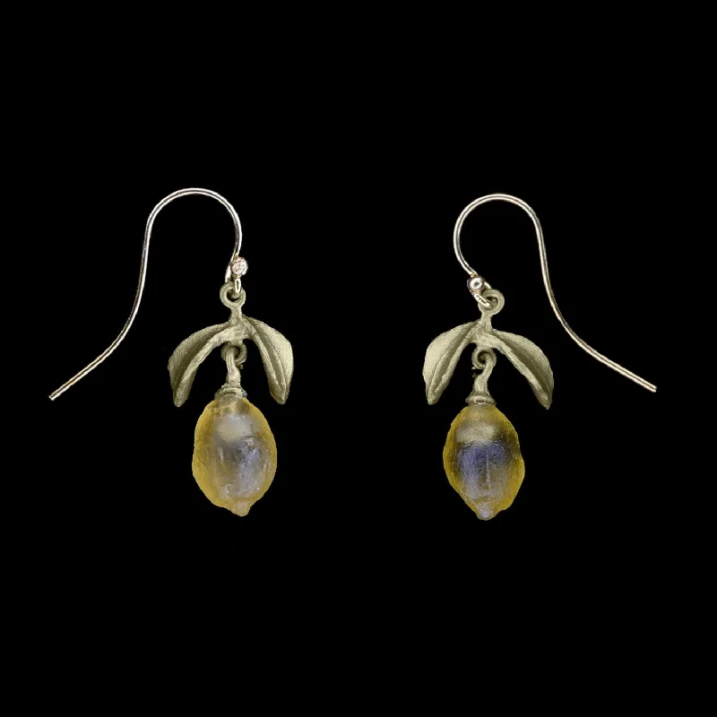 Ladies earrings with ring drops -Lemon Drop Earrings - Dainty Wire