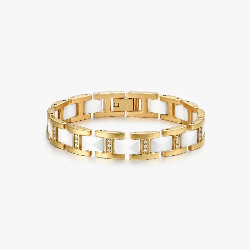 ladies-party-twist-bracelets-Gold Ceramic Watch Band Bracelet