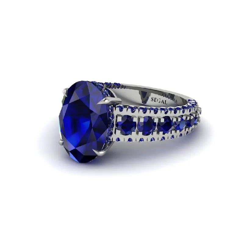 Ladies engagement rings for fair-day love -4ct Oval Cut Sapphire Pave Engagement Ring - Selah No. 75