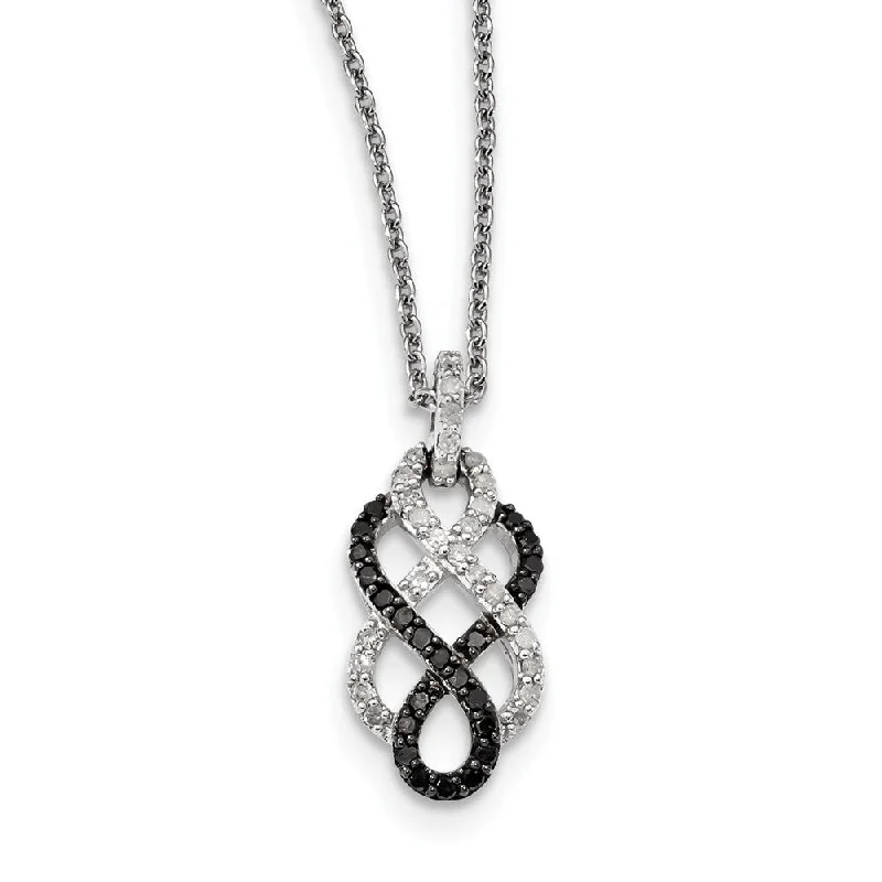 ladies-party-rope-necklaces-1/2 Cttw Black & White Diamond Infinity Necklace in Sterling Silver