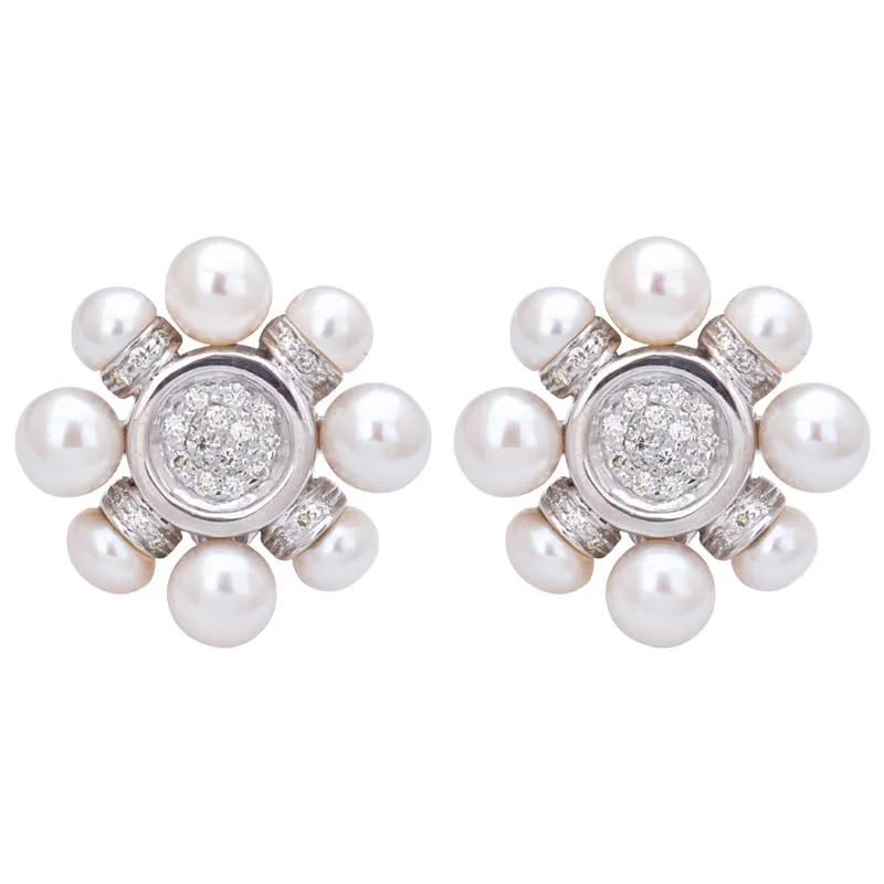 Ladies earrings shiny glamour -Earrings- Fresh Water Pearl, South Sea Pearl and Diamond