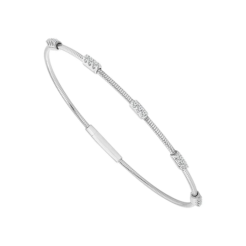 ladies-diamond-braided-bracelets-Flexible Diamond Bangle Bracelet 1/5 Ctw in 14 Karat White Gold