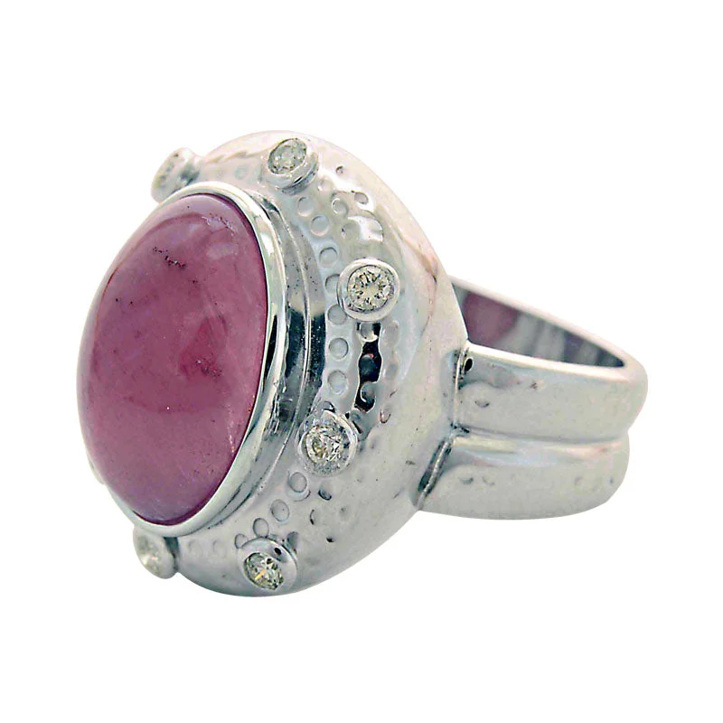 Ladies rings subtle bands -Ring- Rubellite And Diamond (60KS)