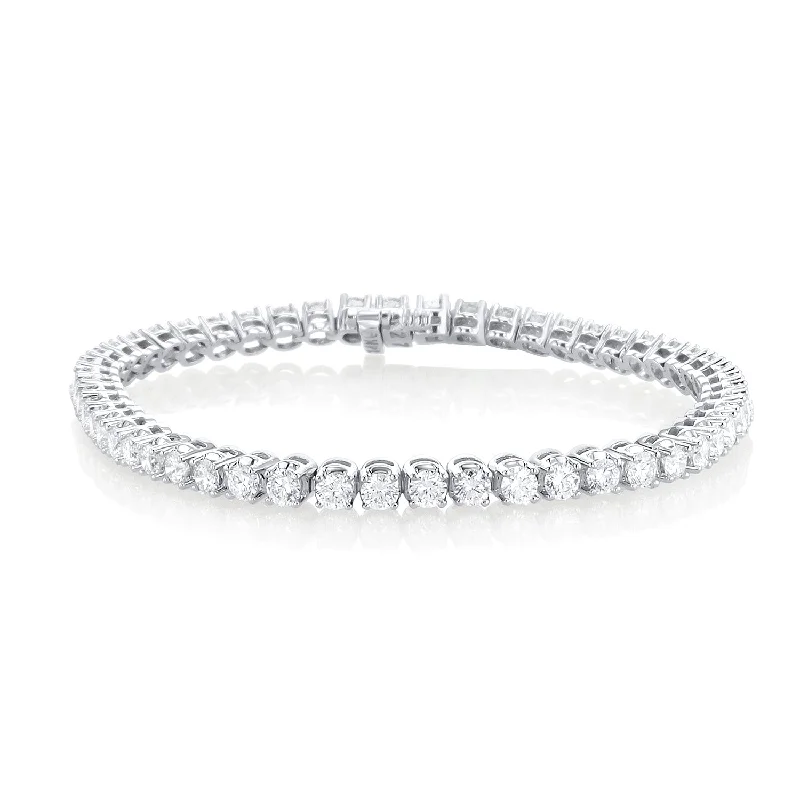 ladies-flower-braided-bracelets-4.50 Carat Round Lab Grown Diamond Tennis Bracelet set in 14K White Gold