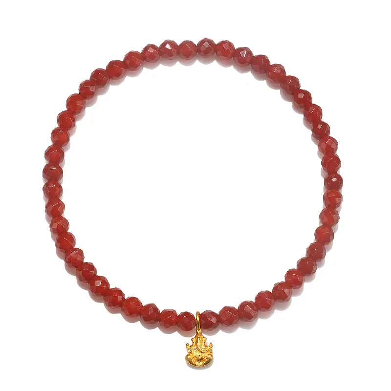 ladies-infinity-diamond-bracelets-Ganesha Hindu God, Overcoming Obstacles Carnelian Gemstone Bracelet