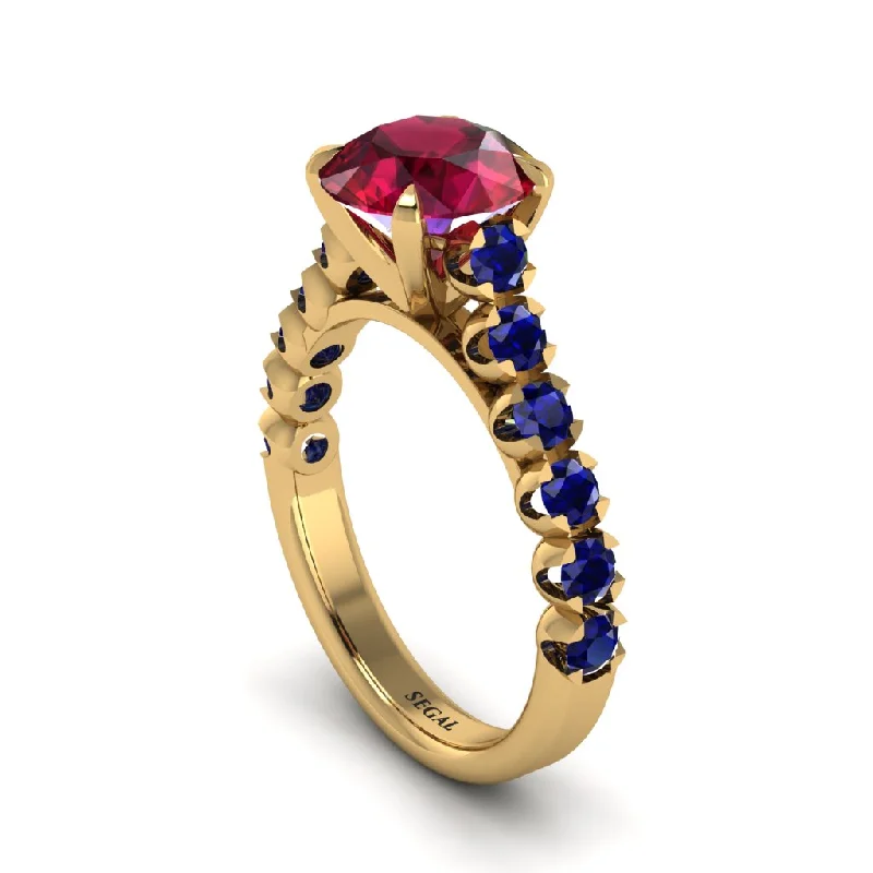 Ladies engagement rings for ocean love -2ct Round Cut Ruby 14K Gold Engagement Ring - Christina No. 70