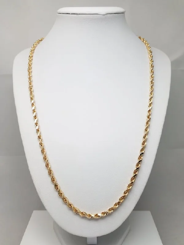 Ladies rings with streak motifs -Shimmering Diamond Cut 22" Hollow 10k Yellow Gold Rope Chain