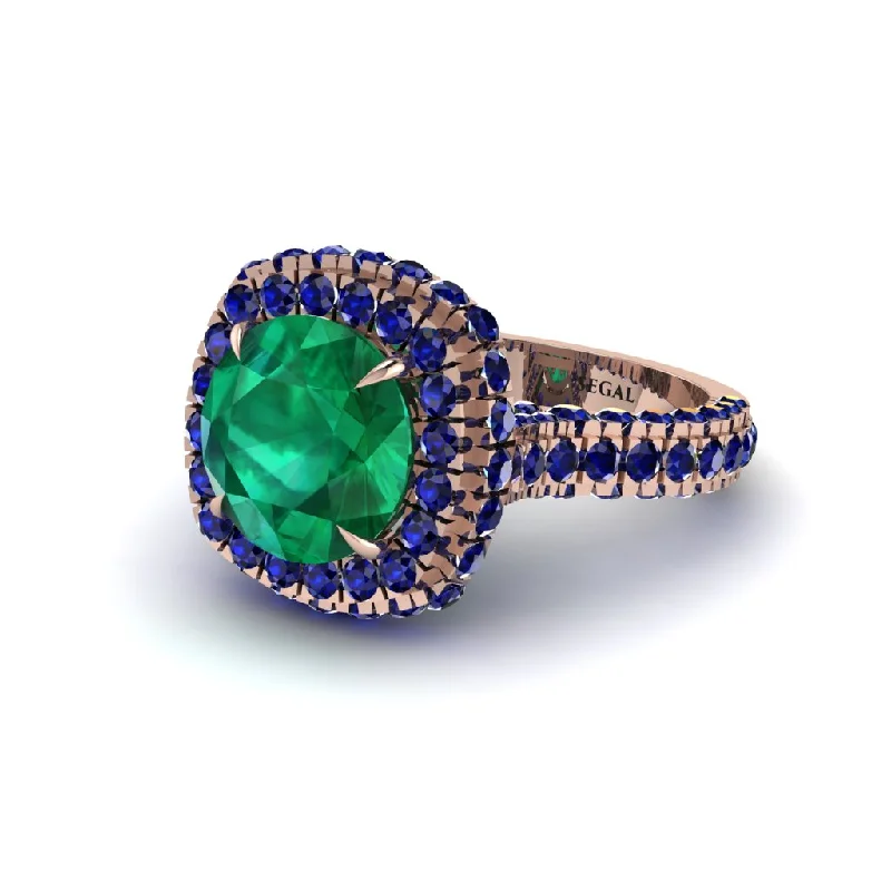 Ladies engagement rings chic romance -Emerald Pave Double Halo Engagement Ring - Eve No. 65