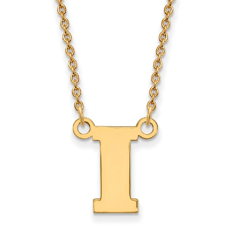 ladies-unique-silver-necklaces-14k Yellow Gold U of Iowa Small Initial I Pendant Necklace