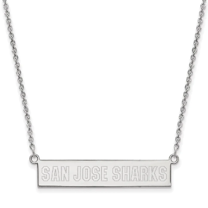 ladies-moon-rose-gold-necklaces-Sterling Silver NHL San Jose Sharks Small Bar Necklace, 18 In