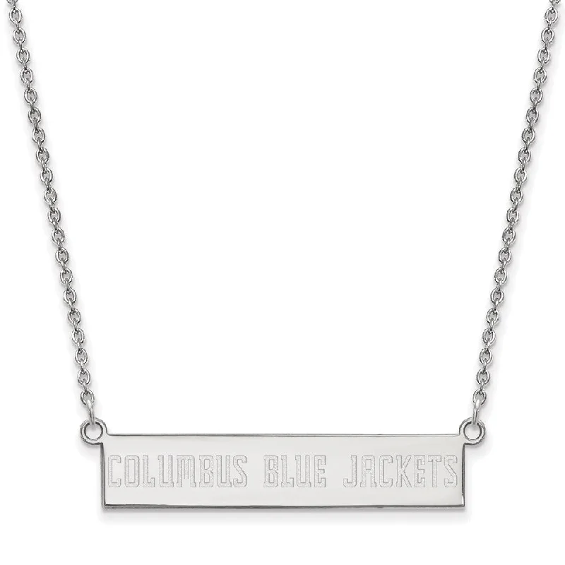 ladies-rose-gold-rope-necklaces-Sterling Silver NHL Blue Jackets SM Bar Necklace, 18 In