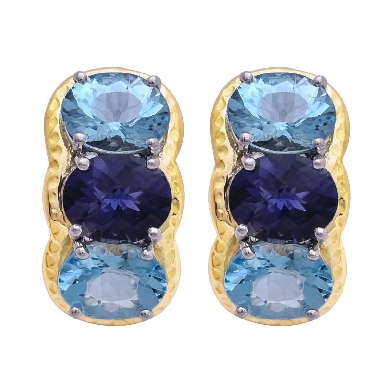 Ladies earrings for epic vibes -Earrings- Iolite and Blue Topaz  (28BM)