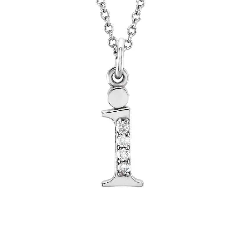 ladies-gemstone-rope-necklaces-The Abbey 14k White Gold Diamond Lower Case Initial 'i' Necklace 16 In