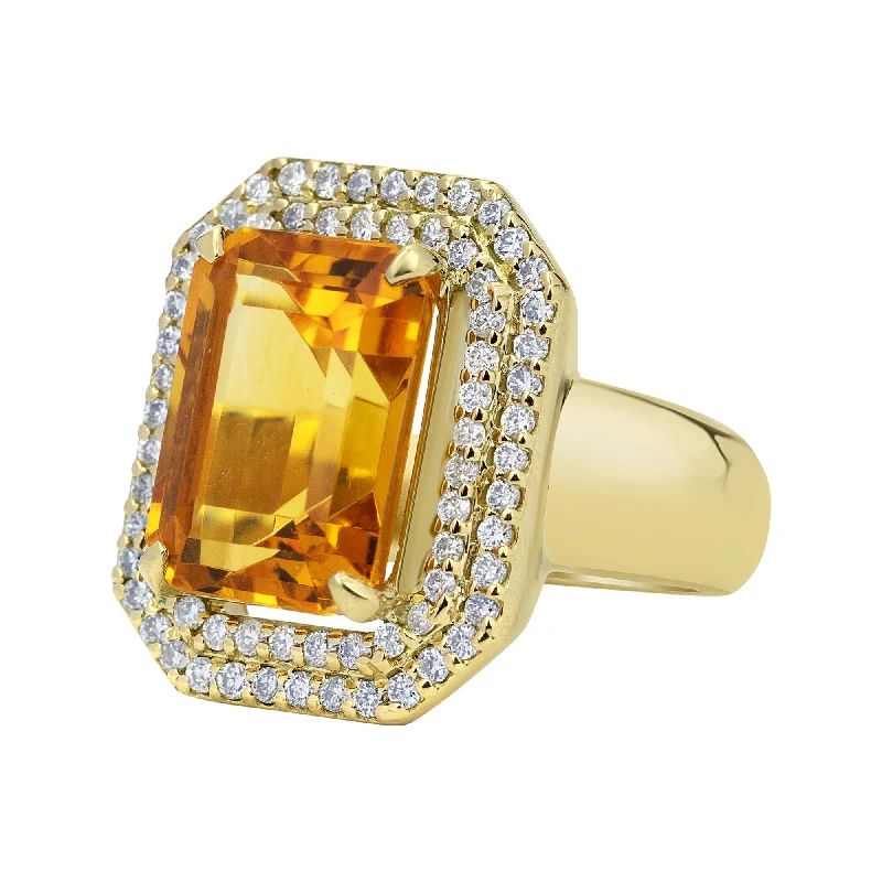 Ladies rings for roam vibes -Ring Citrine And Diamond (2329D)