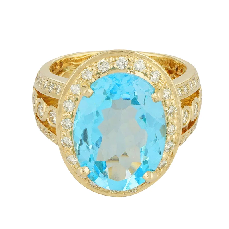 Ladies rings for pathfinders -Ring - Blue Topaz and Diamond (2222G)