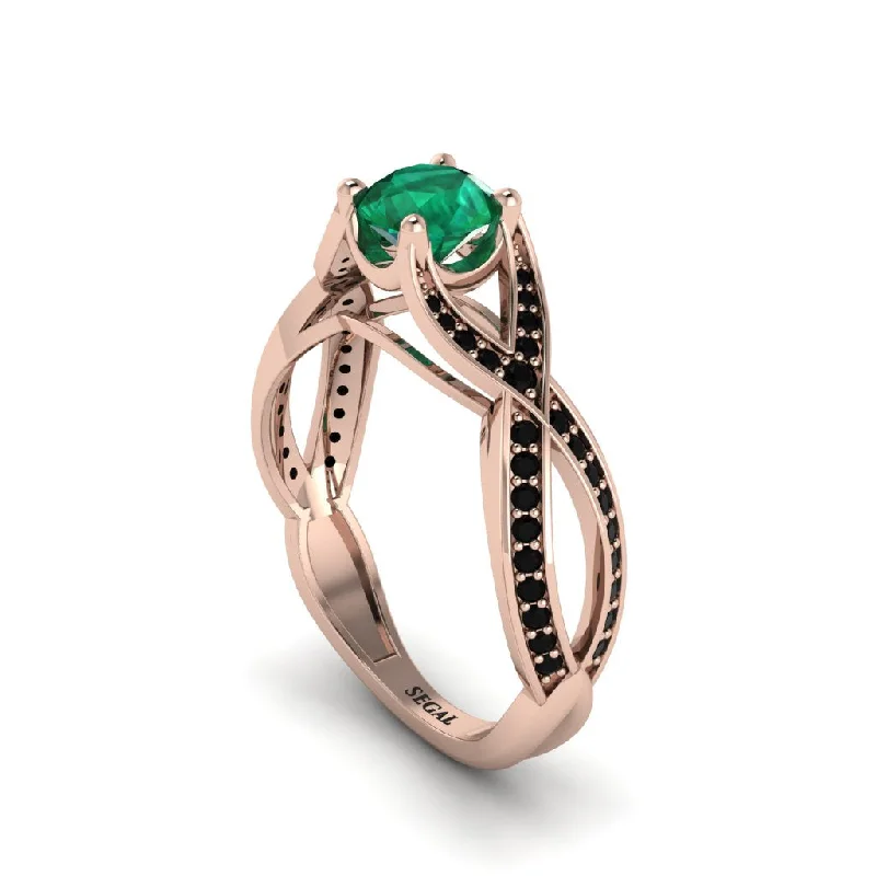 Ladies engagement rings with dusk settings -Emerald Eternal Twist Engagement Ring - Maisie No. 35