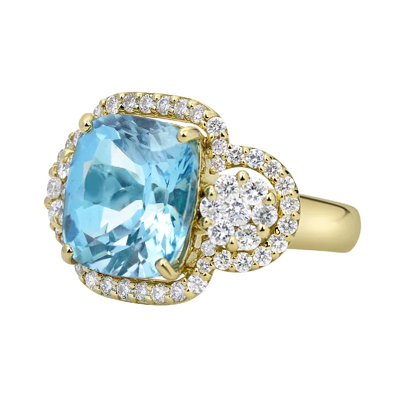 Ladies rings for chill vibes -Ring - Blue Topaz And Diamond (2330E)