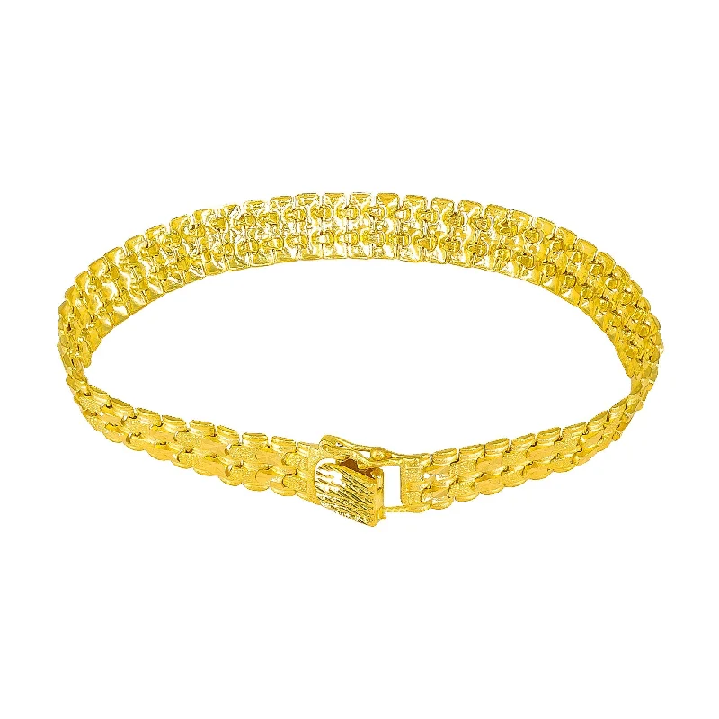 ladies-rose-gold-pearl-bracelets-22K Yellow Gold Flat Mesh Chain Bracelet for Men