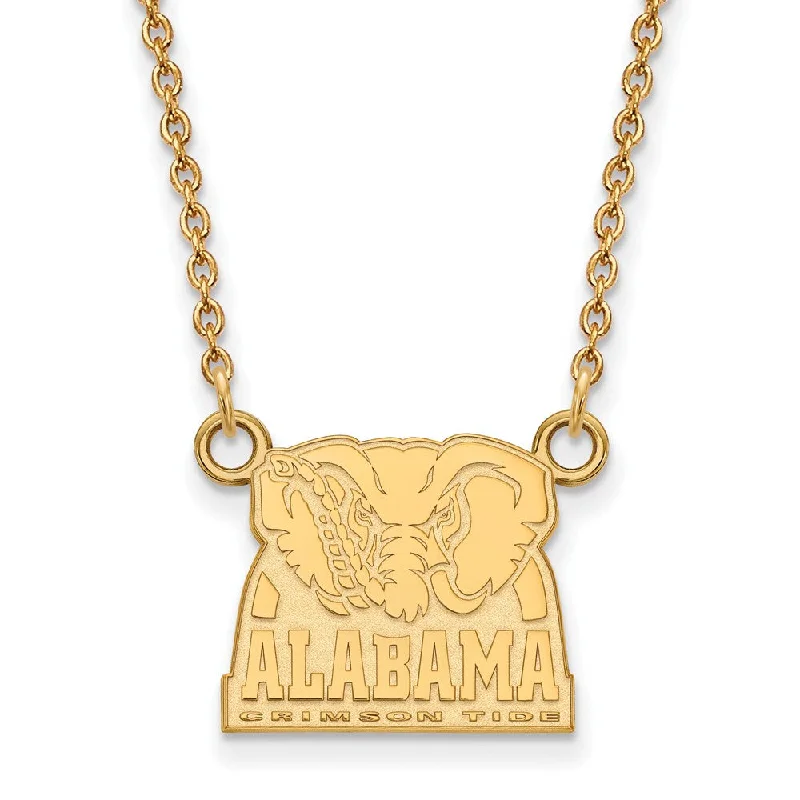 ladies-artisan-gold-necklaces-14k Gold Plated Silver U of Alabama Small Crimson Tide Necklace