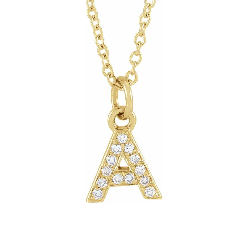 ladies-statement-gold-necklaces-14K Yellow Gold (G-H, I1) Diamond Tiny Initial A-Z Necklace, 16-18 In