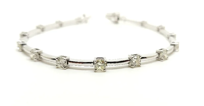 ladies-gift-braided-bracelets-CUSHION DIAMOND STATION BRACELET IN WHITE GOLD AD NO. 2371