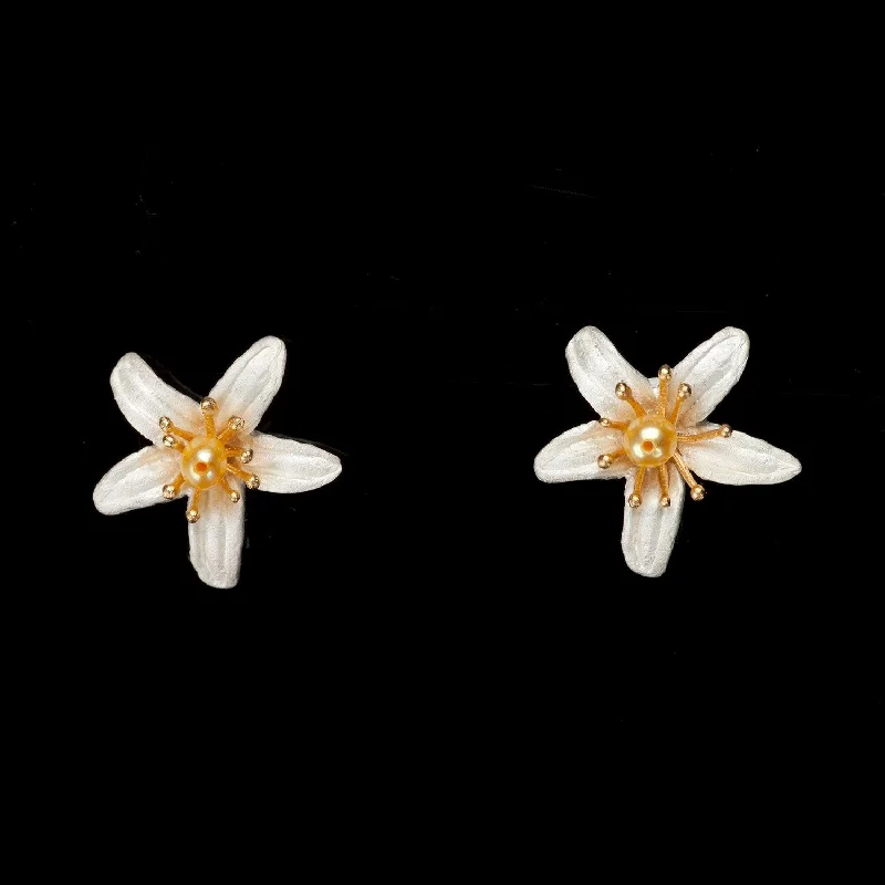 Ladies earrings for sporty days -Orange Blossom Earrings - Petite Flower Stud