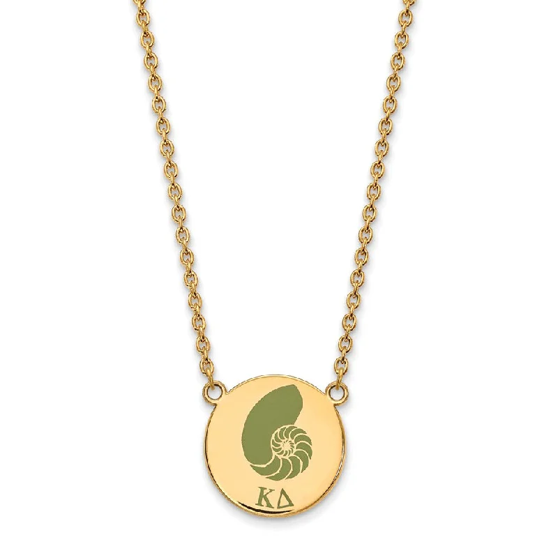 ladies-birthstone-woven-necklaces-14K Plated Silver Kappa Delta Large Enamel Necklace