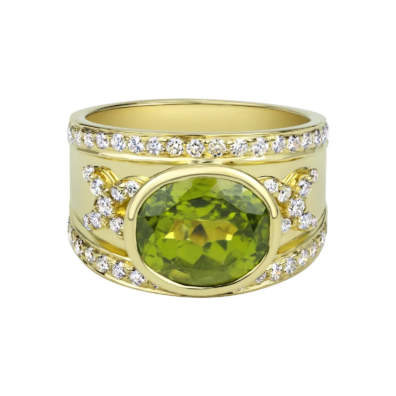 Ladies rings classic charm -Ring - Peridot And Diamond (2331C)