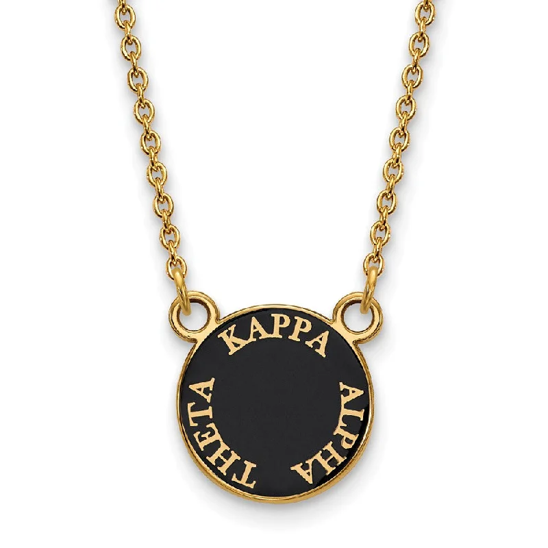 ladies-cross-gold-necklaces-14K Plated Silver Kappa Alpha Theta Small Enamel Disc Necklace