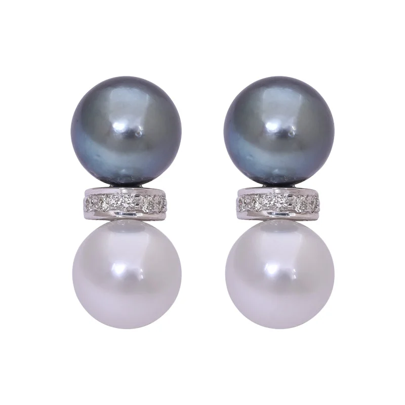 Ladies earrings classic elegance -Earrings- South Sea Pearl and Diamond