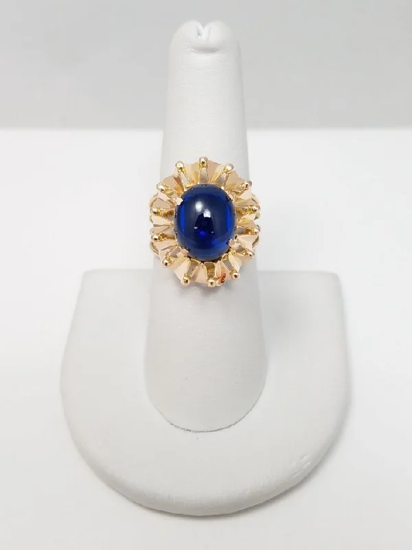 Vintage Synthetic Cabochon 14k Gold Ring