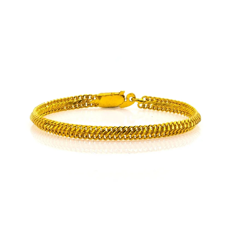 ladies-classic-bar-bracelets-22K Yellow Gold Men's Bracelet W/ Domed Snake Link