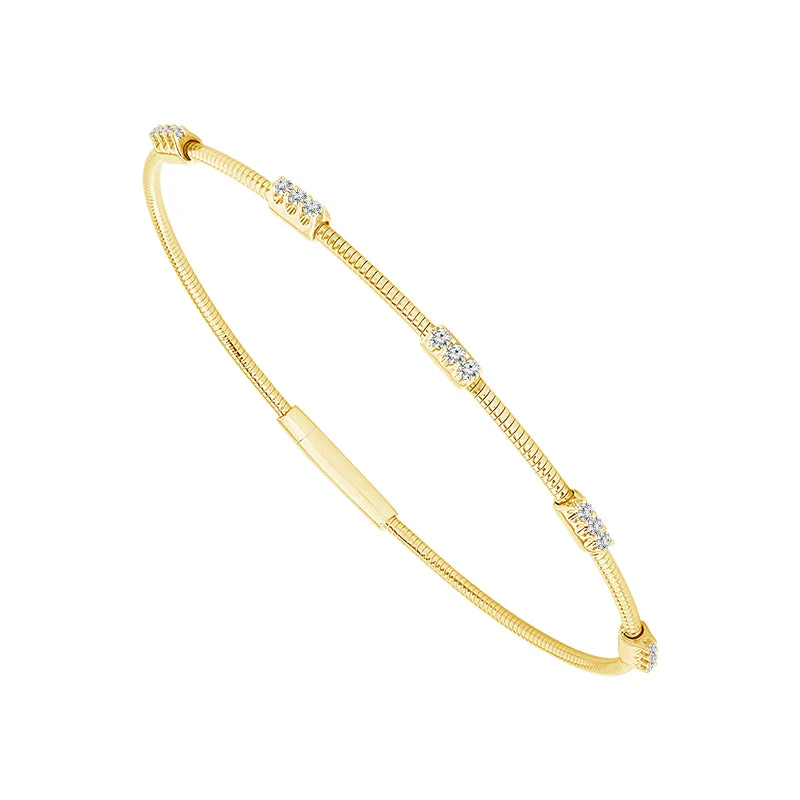 ladies-bohemian-wrap-bracelets-Flexible Diamond Bangle Bracelet 1/5 Ctw in 14 Karat Yellow Gold