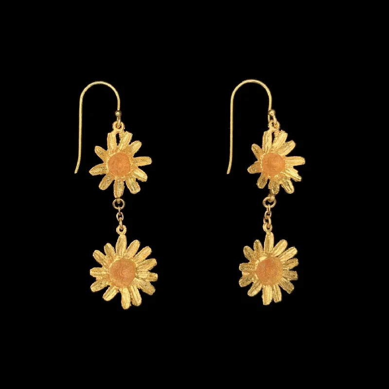 Ladies earrings for quest days -Yellow Butter Daisy Earrings - 2-Flower Wire