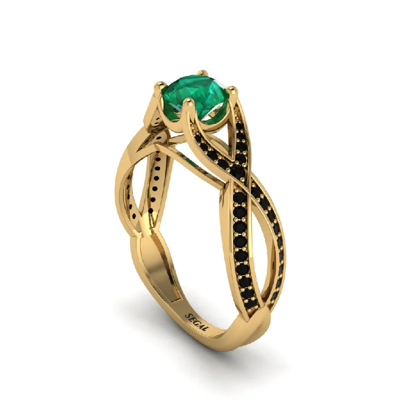 Ladies engagement rings sleek romance -Emerald Eternal Twist Engagement Ring - Maisie No. 34