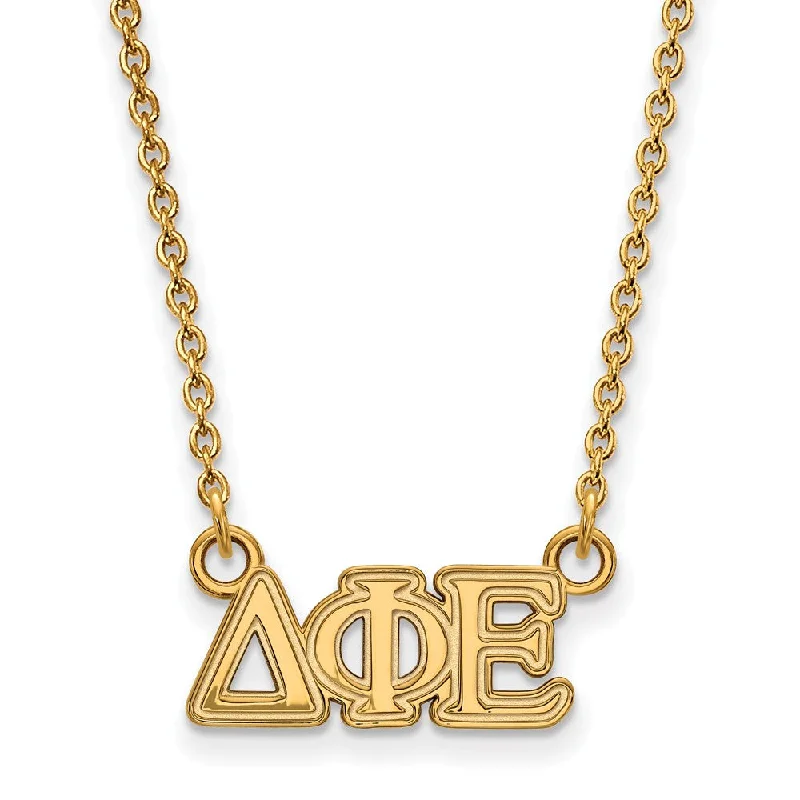 ladies-charm-diamond-necklaces-14K Plated Silver Delta Phi Epsilon XS (Tiny) Greek Letters Necklace