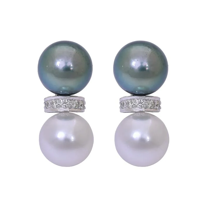 Ladies earrings classic shine -Earrings- South Sea Pearl and Diamond  (262ES)