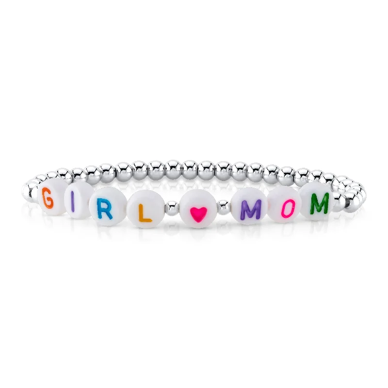 ladies-ethnic-rose-gold-bracelets-GIRL MOM BALL STRETCH BRACELET, RAINBOW SILVER