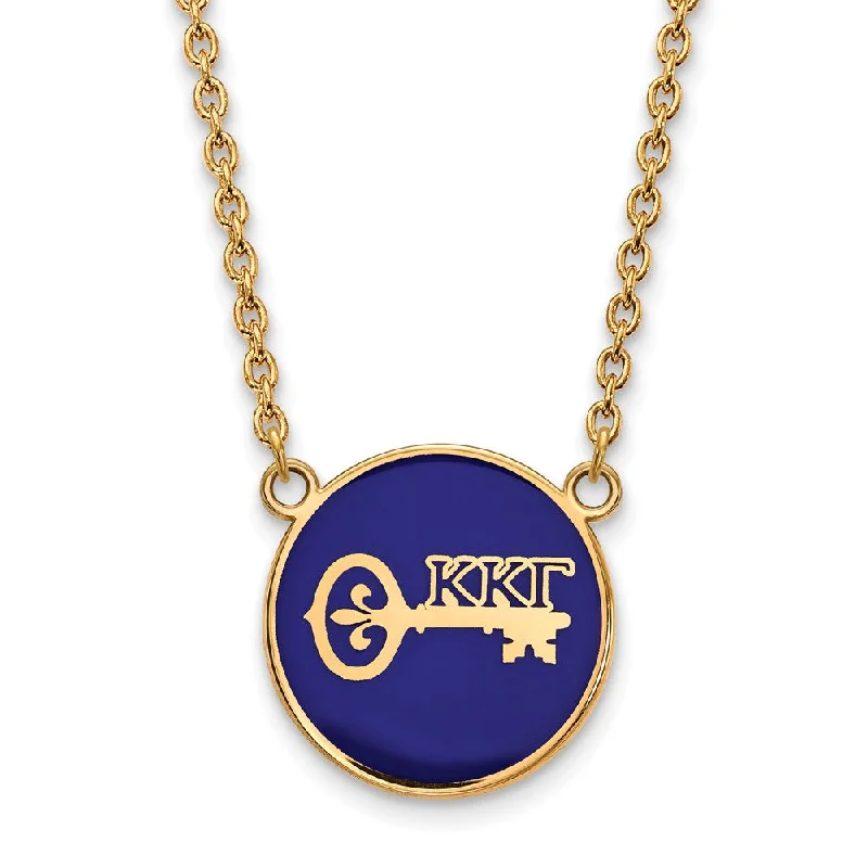 ladies-artisan-rose-gold-necklaces-14K Plated Silver Kappa Kappa Gamma Large Enamel Logo Necklace