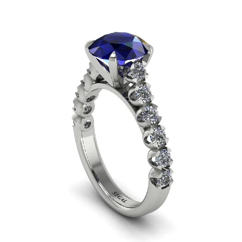 Ladies engagement rings 22k gold elegance -2ct Round Cut Sapphire 14K Gold Engagement Ring - Christina No. 15