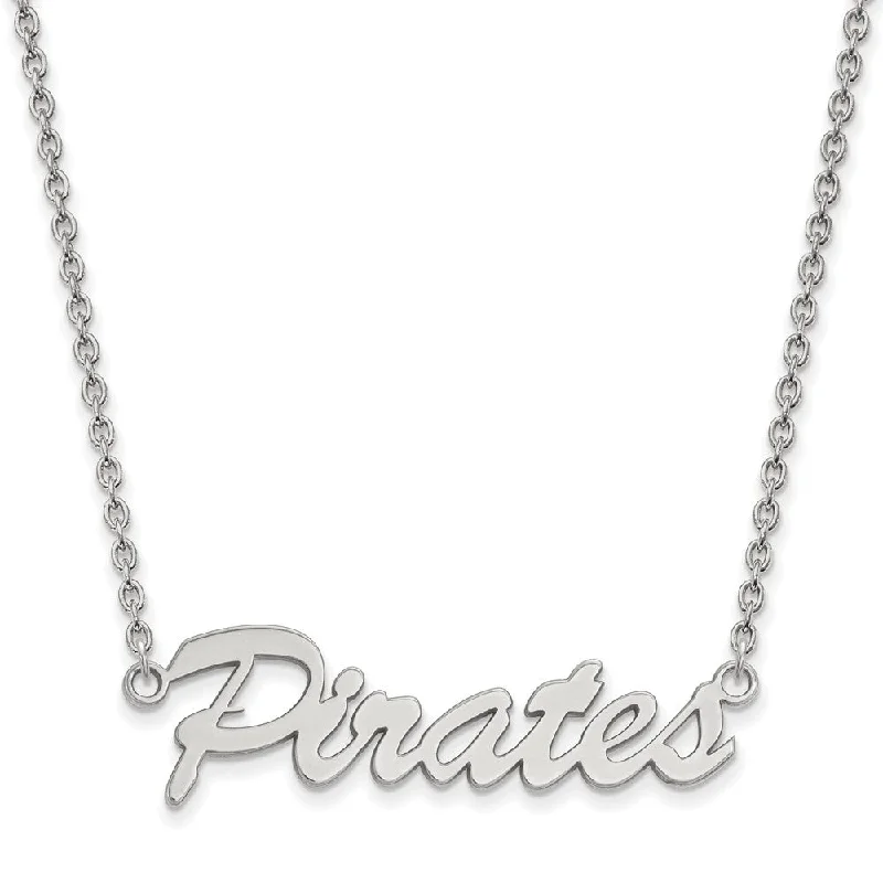 ladies-artisan-silver-necklaces-Sterling Silver East Carolina U Medium 'Pirates' Pendant Necklace