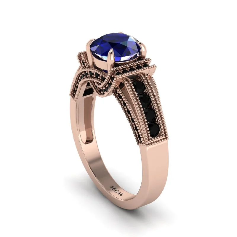 Sapphire Eternal Embrace Milgrain Engagement Ring - Fernanda No. 44