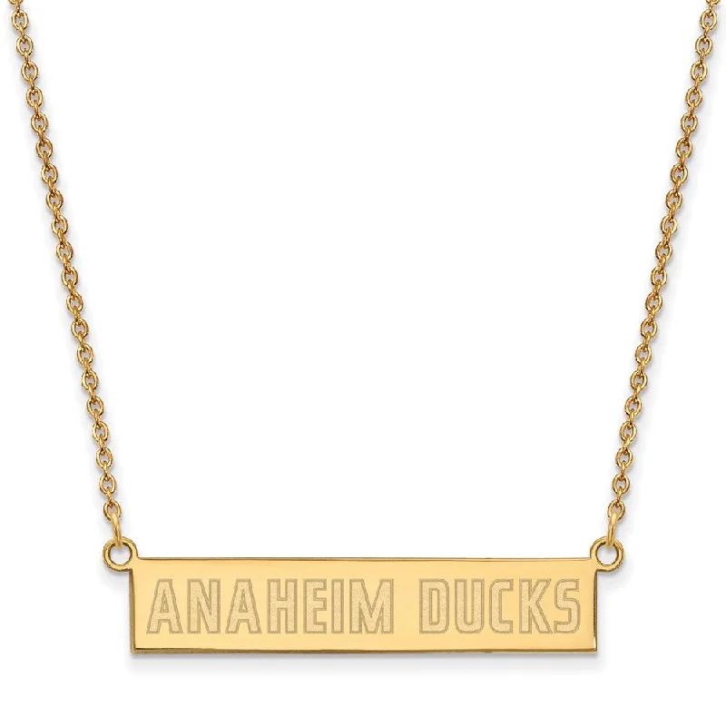 ladies-heart-link-necklaces-SS 14k Yellow Gold Plated NHL Anaheim Ducks SM Bar Necklace, 18 Inch